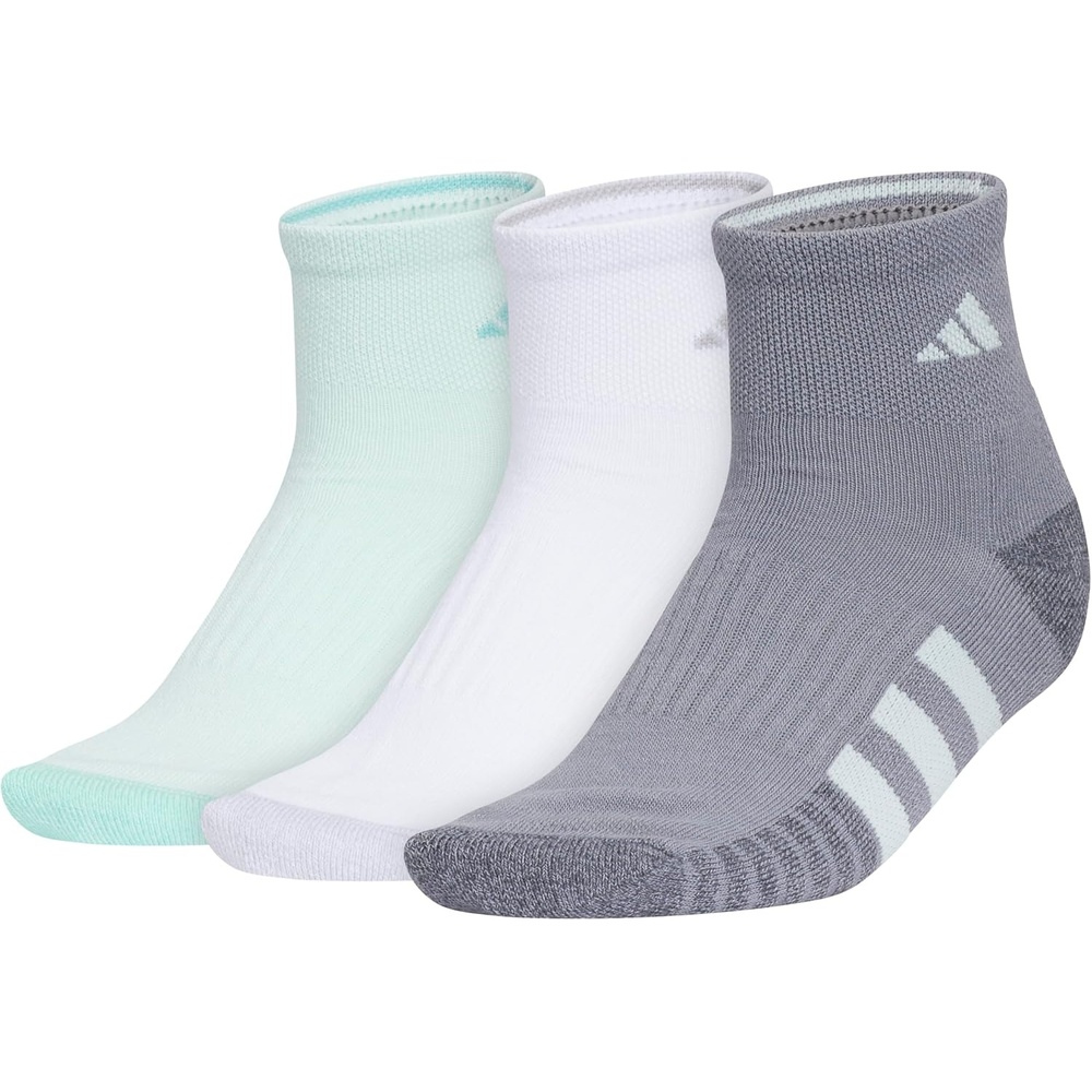 image:imageadidas Cushioned Low Cut Ankle Socks 3Pairs Durable amp Comfortable 3Pack Targeted Cushioning Arch Support Breathable MoistureWicking Reinforced Heel amp Toe AllDay ComfortHalo Mint GreenWhiteGrey30Quarter