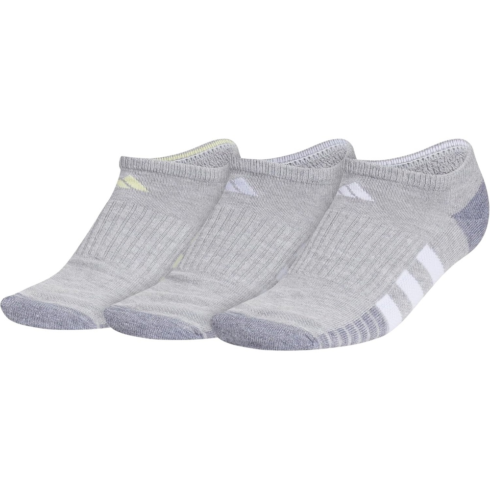 image:imageadidas Cushioned Low Cut Ankle Socks 3Pairs Durable amp Comfortable 3Pack Targeted Cushioning Arch Support Breathable MoistureWicking Reinforced Heel amp Toe AllDay ComfortCool Light HeatherPowder YellowViolet Tone Purple30No Show