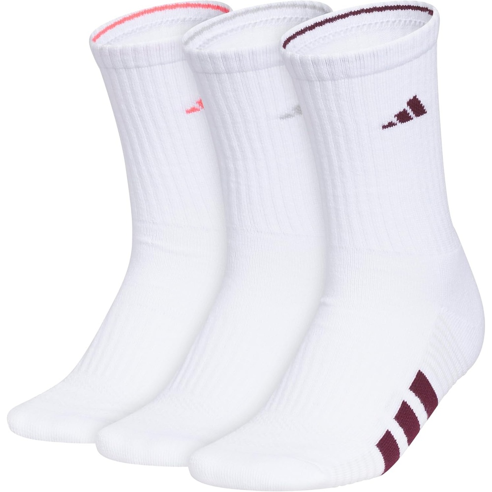 image:imageadidas Cushioned Low Cut Ankle Socks 3Pairs Durable amp Comfortable 3Pack Targeted Cushioning Arch Support Breathable MoistureWicking Reinforced Heel amp Toe AllDay ComfortWhitePure Turbo PinkClear Onix Grey40Crew