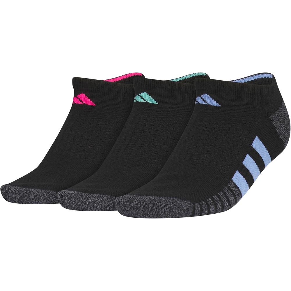 image:imageadidas Cushioned Low Cut Ankle Socks 3Pairs Durable amp Comfortable 3Pack Targeted Cushioning Arch Support Breathable MoistureWicking Reinforced Heel amp Toe AllDay ComfortBlackOnix GreyShock Pink30No Show