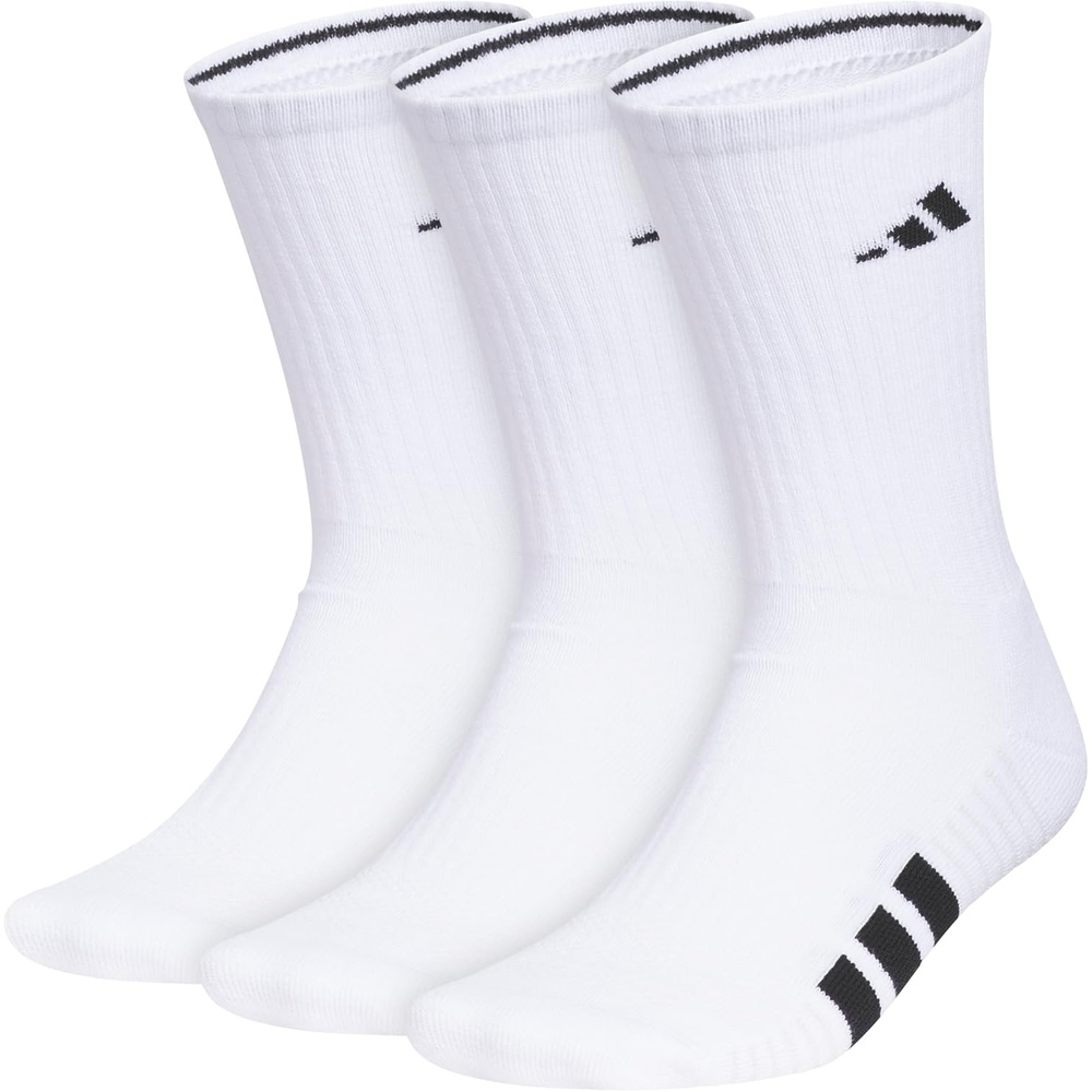image:imageadidas Mens Cushioned Low Cut Ankle Socks 3 Pairs Durable amp Comfortable  3Pack Targeted Cushioning Arch Support Breathable MoistureWicking Reinforced Heel amp Toe AllDay ComfortWhiteBlackClear Grey40Crew