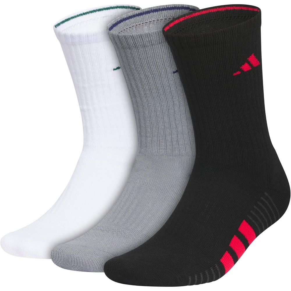 image:imageadidas Mens Cushioned Low Cut Ankle Socks 3 Pairs Durable amp Comfortable 3Pack Targeted Cushioning Arch Support Breathable MoistureWicking Reinforced Heel amp Toe AllDay ComfortWhiteCollegiate GreenBlack40Crew