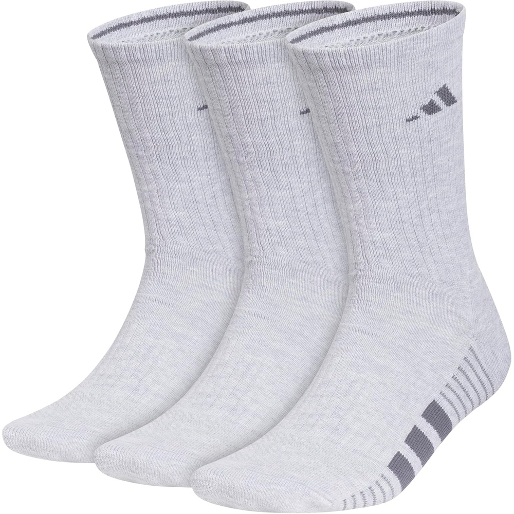 image:imageadidas Mens Cushioned Low Cut Ankle Socks 3 Pairs Durable amp Comfortable  3Pack Targeted Cushioning Arch Support Breathable MoistureWicking Reinforced Heel amp Toe AllDay ComfortCool Light HeatherOnix GreyGrey40Crew