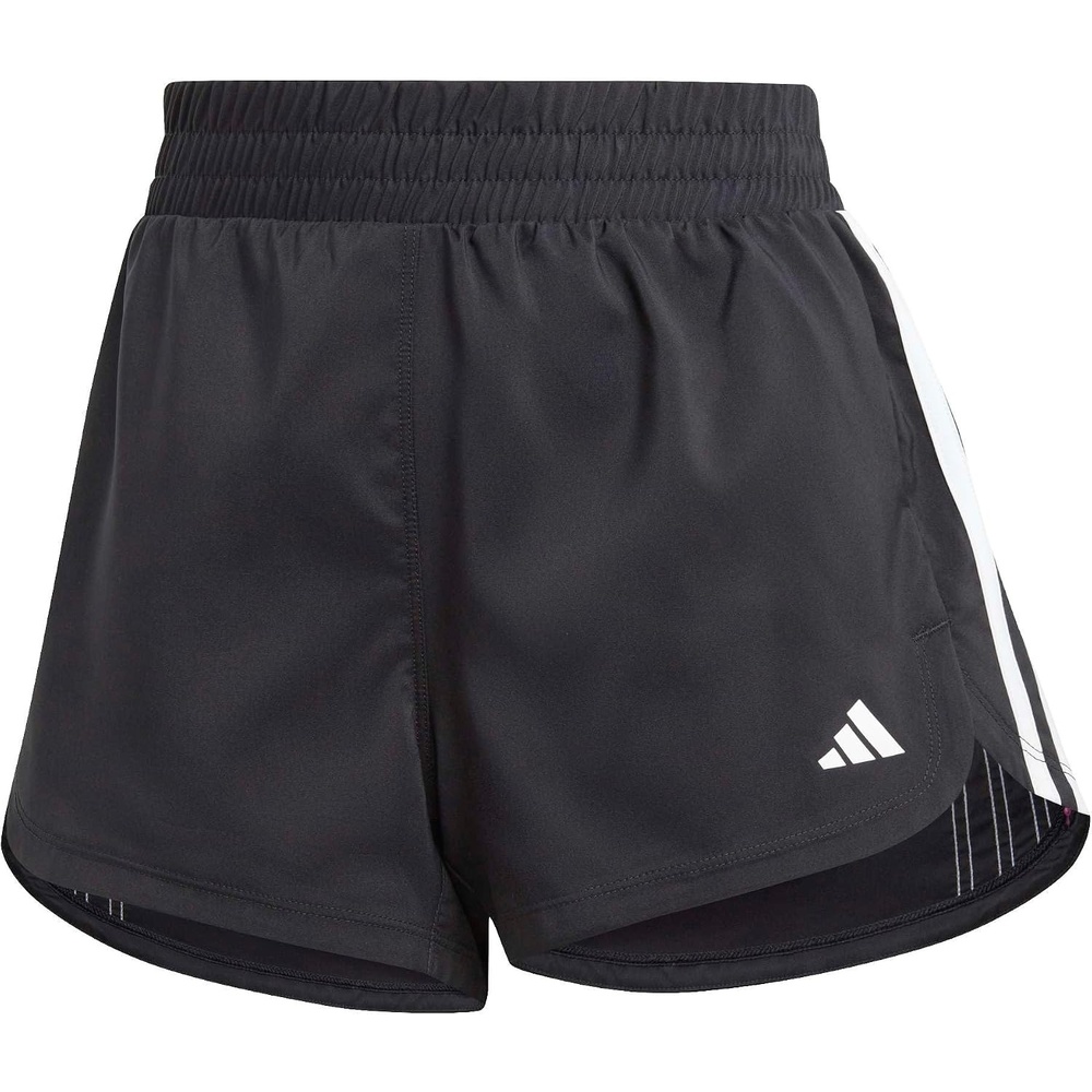 image:imageadidas Womens Pacer Training 3Stripes Woven HighRise ShortsBlackWhiteBlack