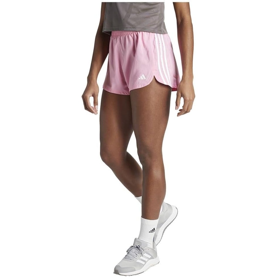 image:imageadidas Womens Pacer Training 3Stripes Woven HighRise ShortsBliss PinkWhite