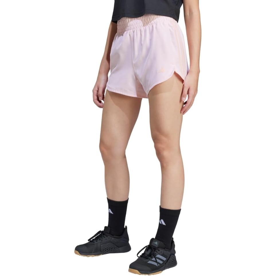 image:imageadidas Womens Pacer Training 3Stripes Woven HighRise ShortsGlow Pink MelGlow Pink