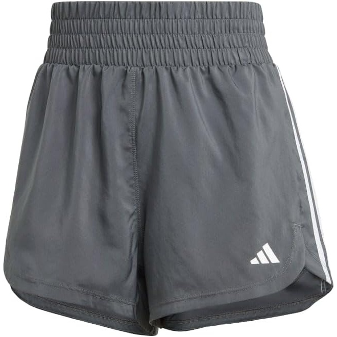 image:imageadidas Womens Pacer Training 3Stripes Woven HighRise ShortsGrey Six White