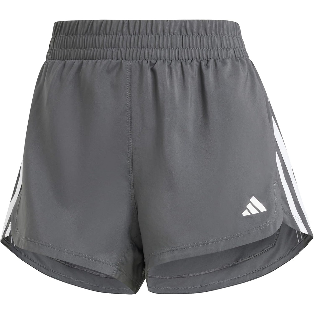 image:imageadidas Womens Pacer Training 3Stripes Woven HighRise ShortsGreyWhite