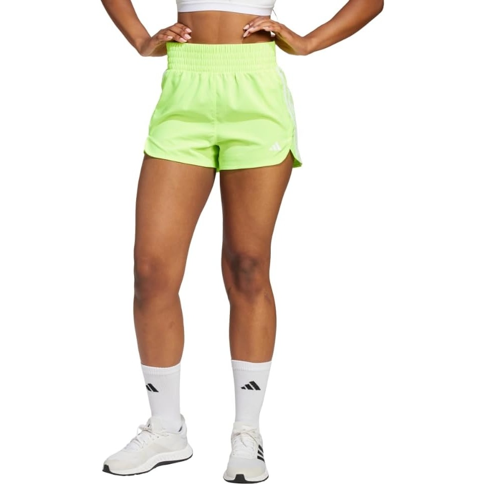 image:imageadidas Womens Pacer Training 3Stripes Woven HighRise ShortsLucid Lemon