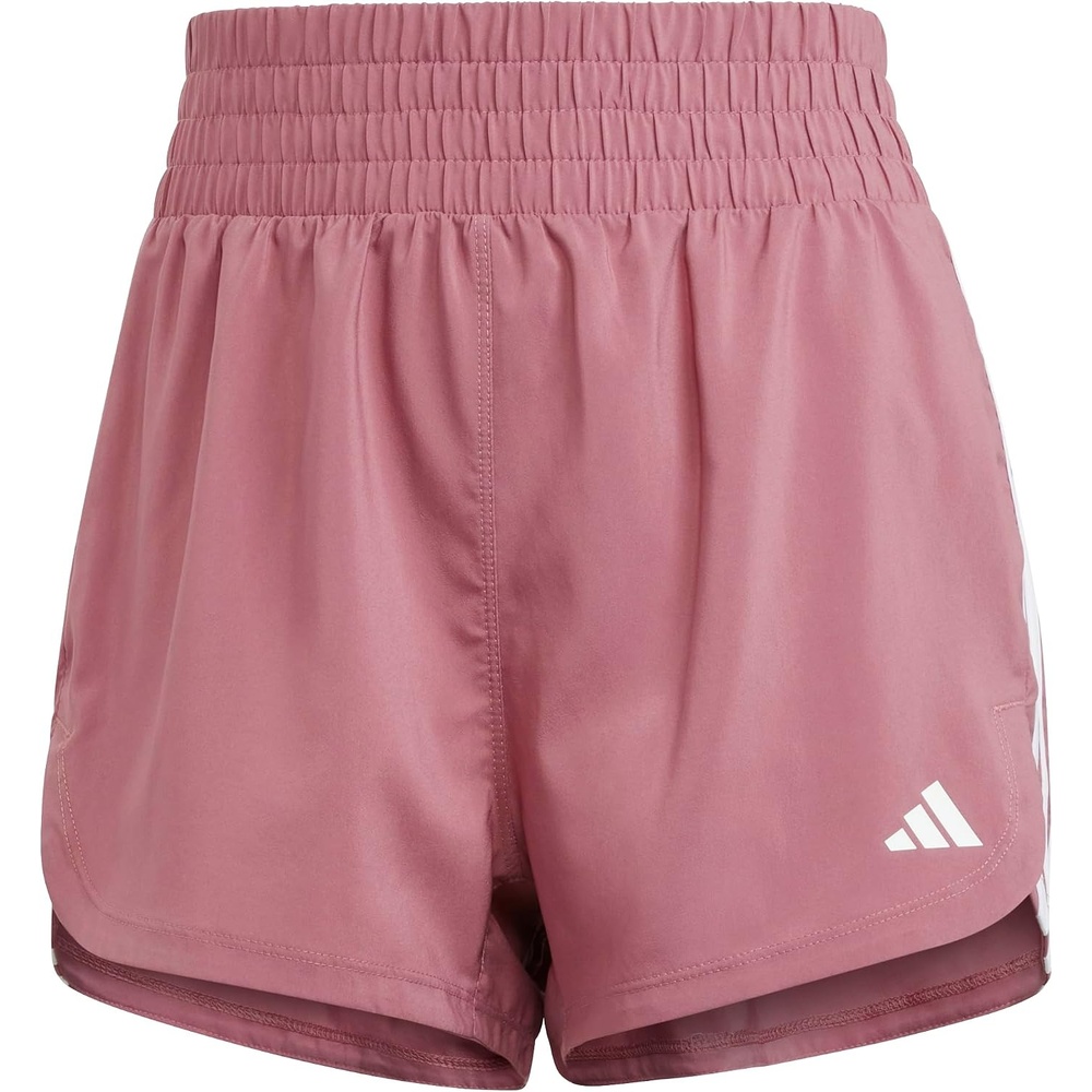 image:imageadidas Womens Pacer Training 3Stripes Woven HighRise ShortsPreloved CrimsonWhite