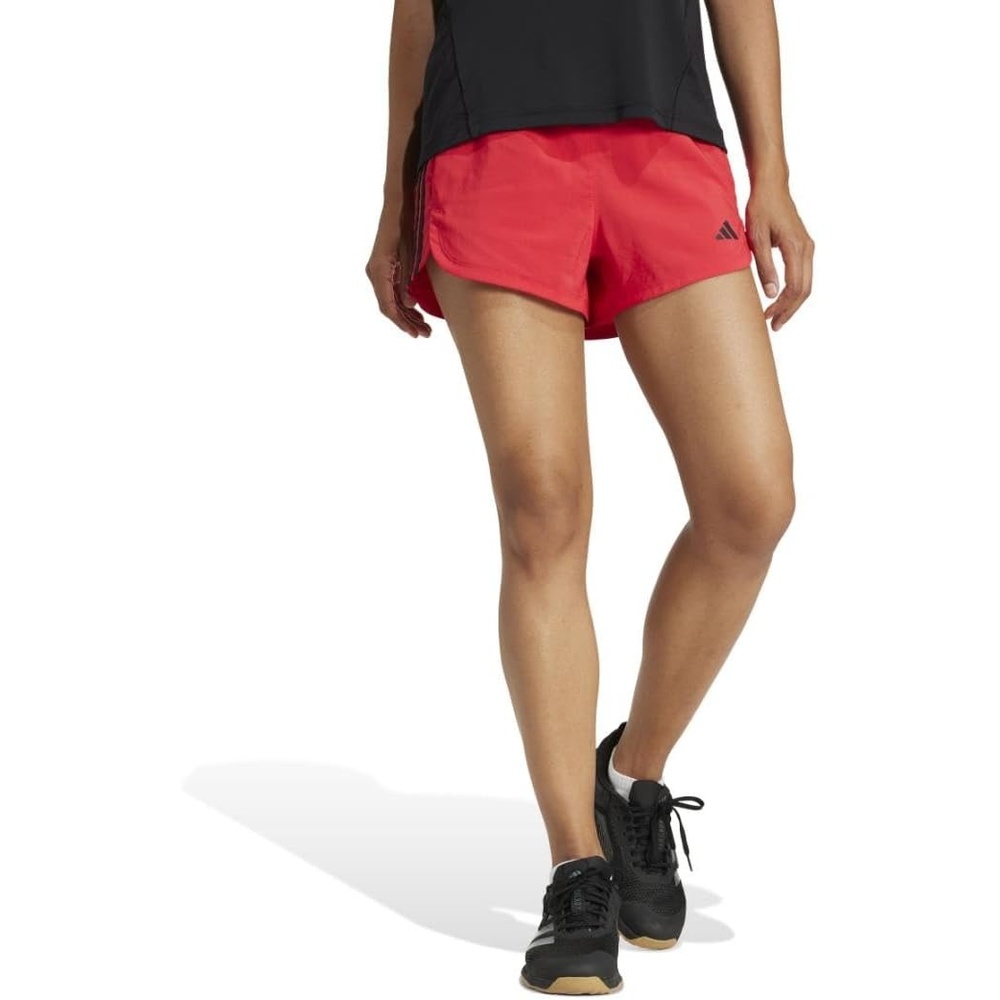 image:imageadidas Womens Pacer Training 3Stripes Woven HighRise ShortsPure RubyWhite