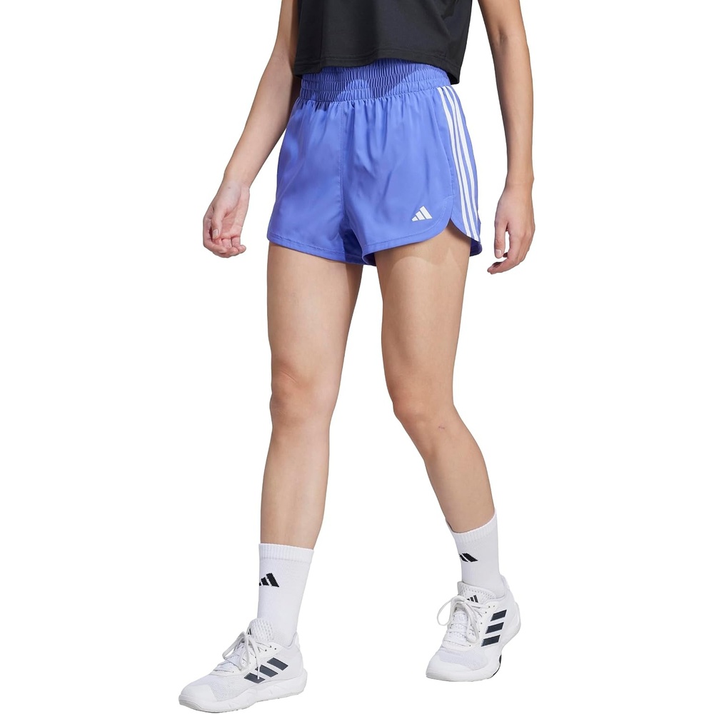 image:imageadidas Womens Pacer Training 3Stripes Woven HighRise ShortsSemi Cobalt BlueWhite
