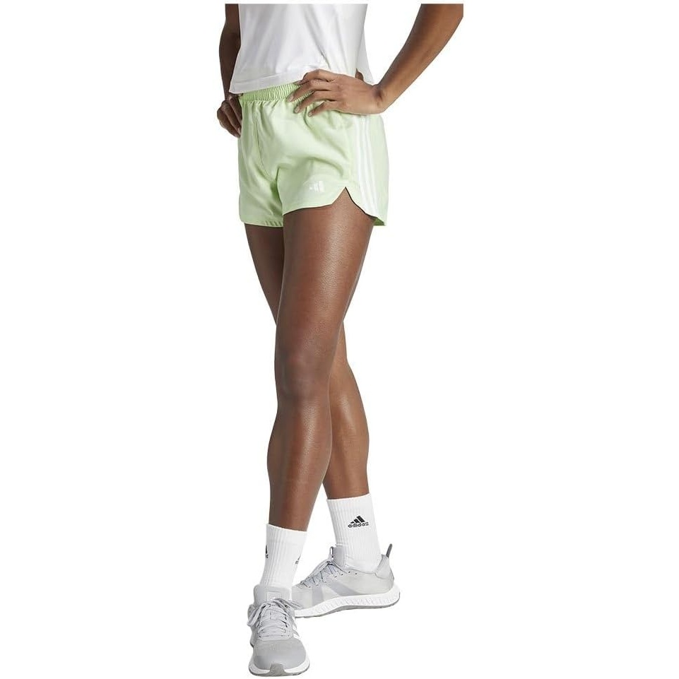 image:imageadidas Womens Pacer Training 3Stripes Woven HighRise ShortsSemi Green SparkWhite