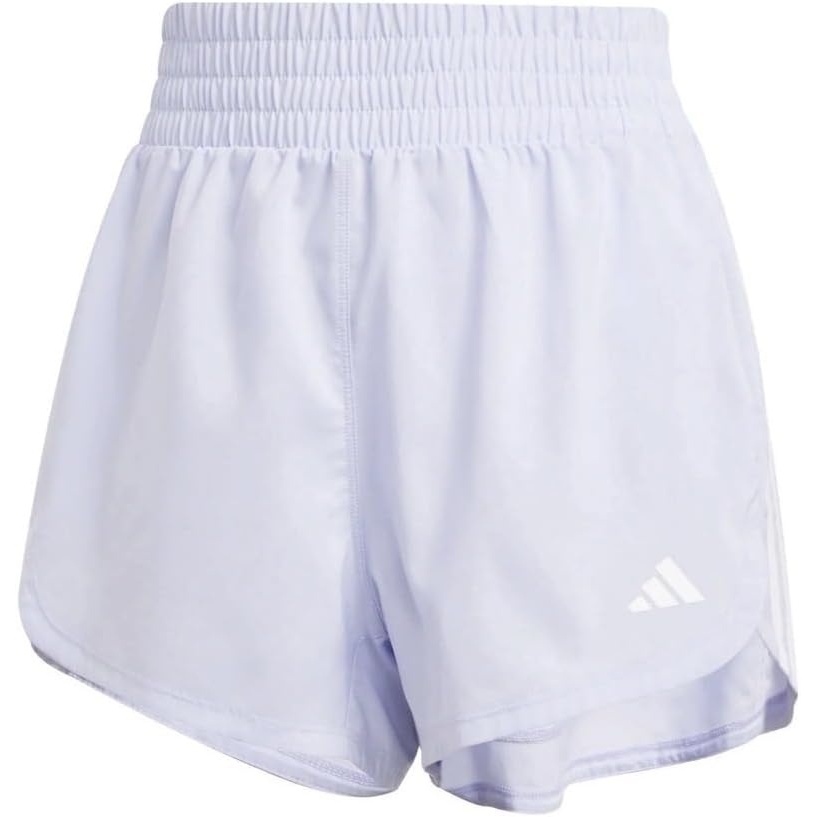 image:imageadidas Womens Pacer Training 3Stripes Woven HighRise ShortsViolet ToneWhite