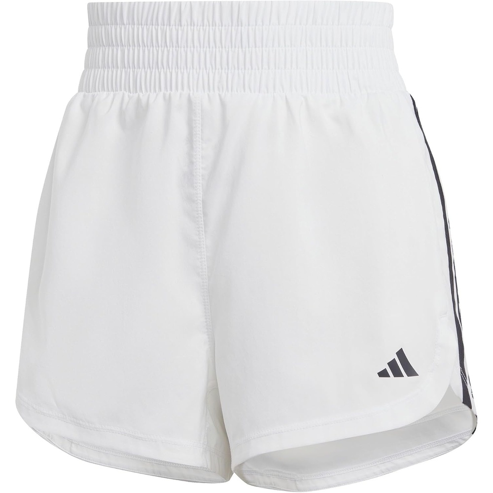 image:imageadidas Womens Pacer Training 3Stripes Woven HighRise ShortsWhiteBlack