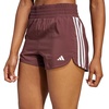adidas Womens Pacer Training 3-Stripes Woven High-Rise Shorts(Aurora Ruby/White)
