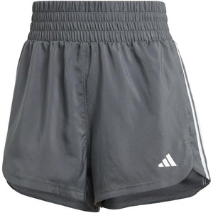 adidas Womens Pacer Training 3-Stripes Woven High-Rise Shorts(Grey Six / White)