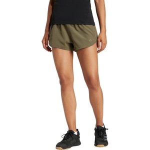 adidas Womens Pacer Training 3-Stripes Woven High-Rise Shorts(Olive Strata/Night Cargo)