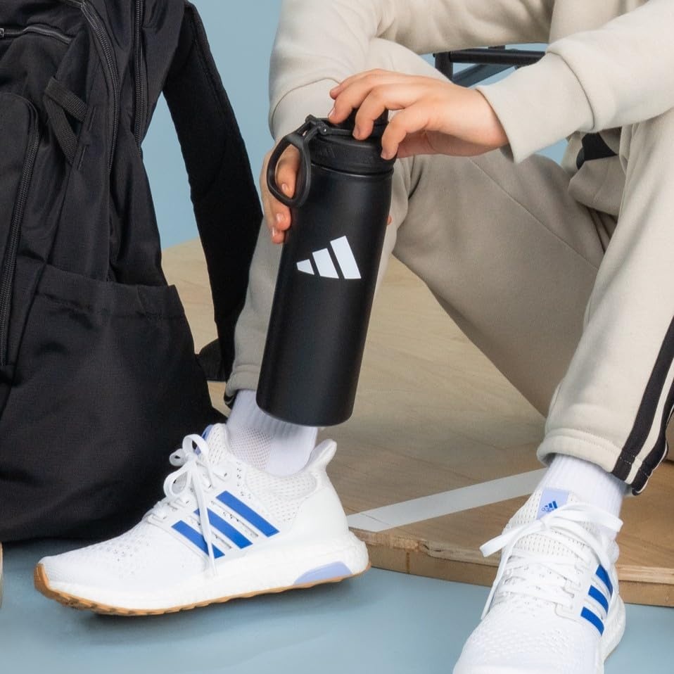 image:imageadidas Metal Water Bottle 1L DoubleWall Insulated LeakResistant Lid Stays Cold 24 Hours Stays Hot 12 Hours SwapFriendly Lid Workouts amp Daily UseBlackWhiteL