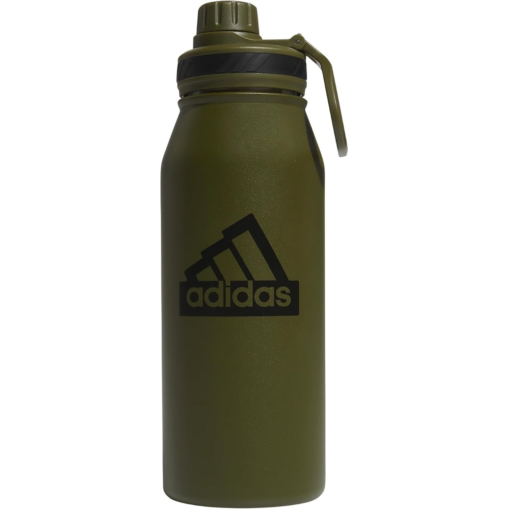 image:imageadidas Metal Water Bottle 1L DoubleWall Insulated LeakResistant Lid Stays Cold 24 Hours Stays Hot 12 Hours SwapFriendly Lid Workouts amp Daily UseFocus Olive GreenBlack