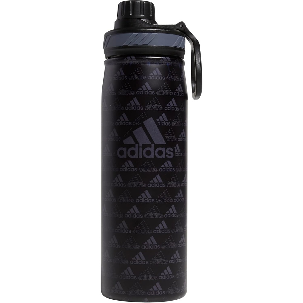 image:imageadidas Metal Water Bottle 600 mL  DoubleWall Insulated LeakResistant Lid BPAFree Durable Workouts amp Daily UseBos Mini Monogram BlackBlackOnix Grey