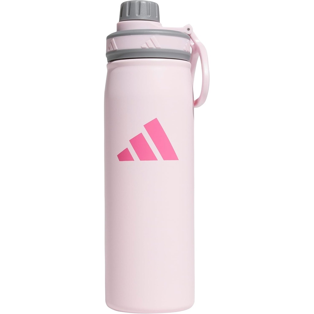 image:imageadidas Metal Water Bottle 600 mL  DoubleWall Insulated LeakResistant Lid BPAFree Durable Workouts amp Daily UseClear PinkGreyPink FusionM