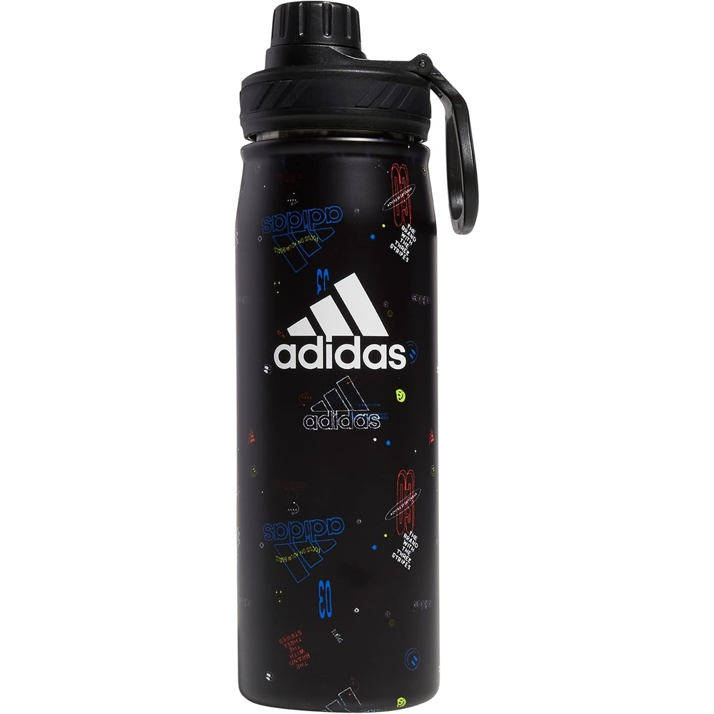 image:imageadidas Metal Water Bottle 600 mL  DoubleWall Insulated LeakResistant Lid BPAFree Durable Workouts amp Daily UseIcon Brand Love BlackBlackWhite