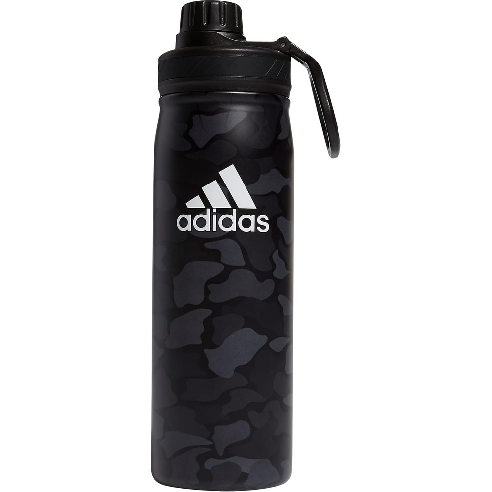 image:imageadidas Metal Water Bottle 600 mL  DoubleWall Insulated LeakResistant Lid BPAFree Durable Workouts amp Daily UseNomad Camo GreycarbonWhiteBlack