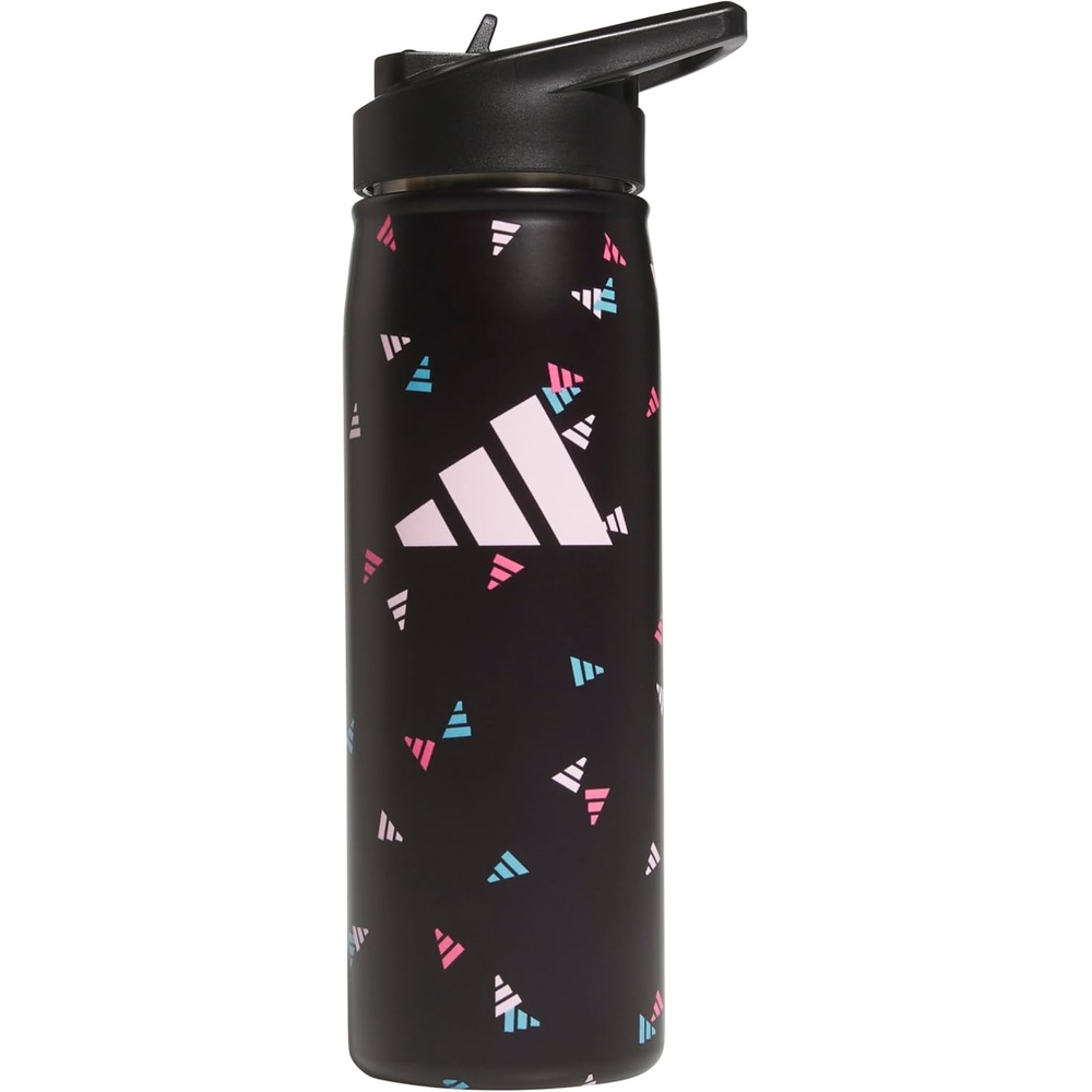 image:imageadidas Straw Lid Metal Water Bottle 600 mL DoubleWall Insulated LeakResistant Lid Stays Cold 24 Hours EasyUse Straw Top SwapFriendly Lid Workouts amp Daily Use3 Bar Toss Blackclear PinkBlackClear PinkM