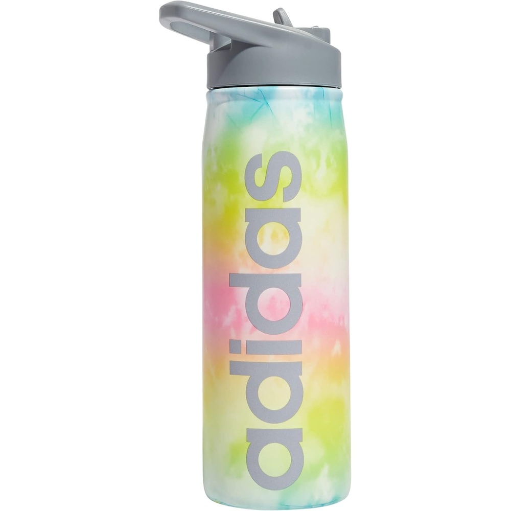 image:imageadidas Straw Lid Metal Water Bottle 600 mL DoubleWall Insulated LeakResistant Lid Stays Cold 24 Hours EasyUse Straw Top SwapFriendly Lid Workouts amp Daily UseStone Wash RainbowGrey