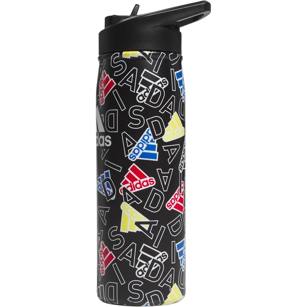 image:imageadidas Straw Lid Metal Water Bottle 600 mL  DoubleWall Insulated LeakResistant Lid Stays Cold 24 Hours EasyUse Straw Top SwapFriendly Lid Workouts amp Daily UseAdi Comp BlackBlackWhite