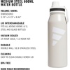 adidas Metal Water Bottle 1L | Double-Wall Insulated, Leak-Resistant Lid, Stays Cold 24 Hours, Stays Hot 12 Hours, Swap-Friendly Lid, Workouts & Daily Use(Alumina Beige/White/Black/L)
