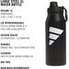 adidas Metal Water Bottle 1L | Double-Wall Insulated, Leak-Resistant Lid, Stays Cold 24 Hours, Stays Hot 12 Hours, Swap-Friendly Lid, Workouts & Daily Use(Black/White/L)