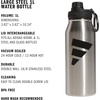 adidas Metal Water Bottle 1L | Double-Wall Insulated, Leak-Resistant Lid, Stays Cold 24 Hours, Stays Hot 12 Hours, Swap-Friendly Lid, Workouts & Daily Use(Stainless Steel/Black/L)