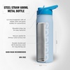 adidas Straw Lid Metal Water Bottle 600 mL | Double-Wall Insulated, Leak-Resistant Lid, Stays Cold 24 Hours, Easy-Use Straw Top, Swap-Friendly Lid, Workouts & Daily Use(Clear Sky Blue/Pulse Blue/White)