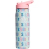 adidas Straw Lid Metal Water Bottle 600 mL | Double-Wall Insulated, Leak-Resistant Lid, Stays Cold 24 Hours, Easy-Use Straw Top, Swap-Friendly Lid, Workouts & Daily Use(Hall Pass Semi Flash Aqua/Pink Spark/White)