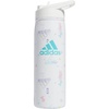 adidas Straw Lid Metal Water Bottle 600 mL | Double-Wall Insulated, Leak-Resistant Lid, Stays Cold 24 Hours, Easy-Use Straw Top, Swap-Friendly Lid, Workouts & Daily Use(Icon Brand Love White/White/Flash Aqua Blue)