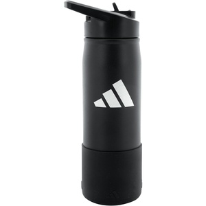 adidas Straw Lid Metal Water Bottle 600 mL | Double-Wall Insulated, Leak-Resistant Lid, Stays Cold 24 Hours, Easy-Use Straw Top, Swap-Friendly Lid, Workouts & Daily Use(Black/White/Black/M/2)