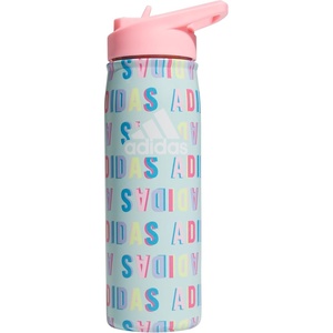 adidas Straw Lid Metal Water Bottle 600 mL | Double-Wall Insulated, Leak-Resistant Lid, Stays Cold 24 Hours, Easy-Use Straw Top, Swap-Friendly Lid, Workouts & Daily Use(Hall Pass Semi Flash Aqua/Pink Spark/White)