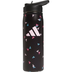 adidas Straw Lid Metal Water Bottle 600 mL | Double-Wall Insulated, Leak-Resistant Lid, Stays Cold 24 Hours, Easy-Use Straw Top, Swap-Friendly Lid, Workouts & Daily Use(3 Bar Toss Black-clear Pink/Black/Clear Pink/M)