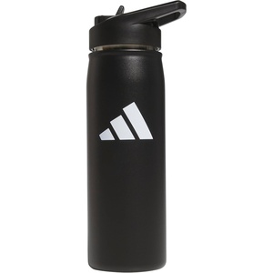 adidas Straw Lid Metal Water Bottle 600 mL | Double-Wall Insulated, Leak-Resistant Lid, Stays Cold 24 Hours, Easy-Use Straw Top, Swap-Friendly Lid, Workouts & Daily Use(Black/White/M)