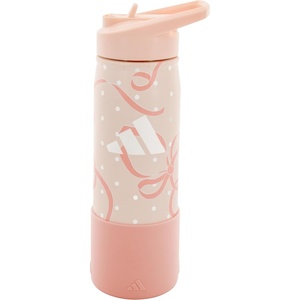 adidas Straw Lid Metal Water Bottle 600 mL | Double-Wall Insulated, Leak-Resistant Lid, Stays Cold 24 Hours, Easy-Use Straw Top, Swap-Friendly Lid, Workouts & Daily Use(Pink Tint/White/Semi Frozen Turbo Pink/M/2)