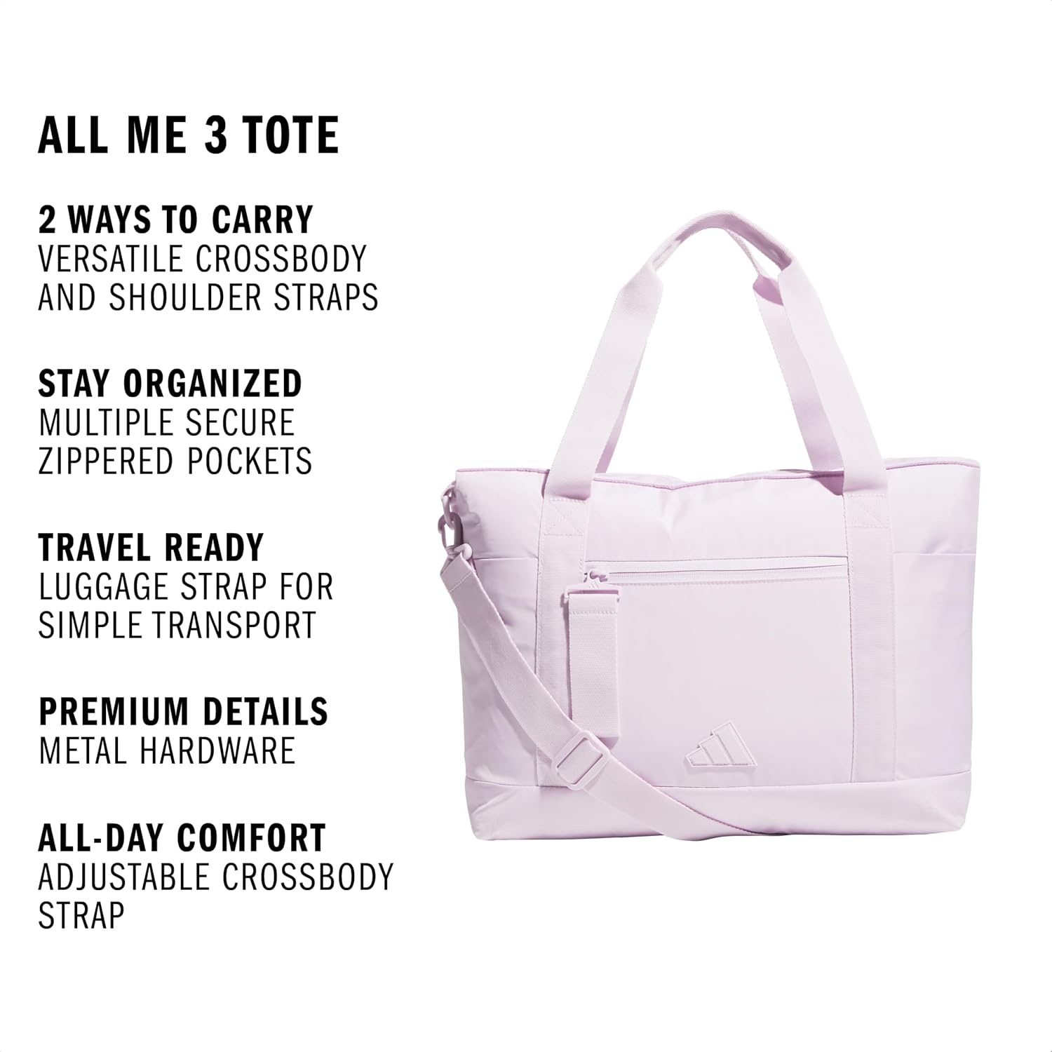 image:imageadidas All Me Tote Roomy Interior Wears Two Ways Rolls With Your Suitcase Holds Your Laptop Open Top Tote Everyday amp Court ReadyIce Lavender3