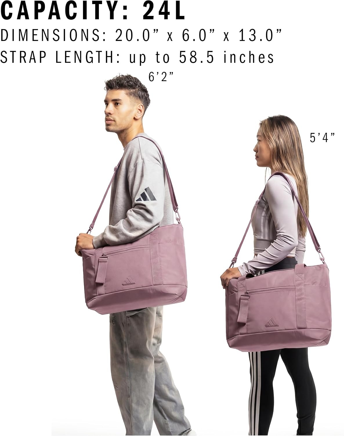 image:imageadidas All Me Tote Roomy Interior Wears Two Ways Rolls With Your Suitcase Holds Your Laptop Open Top Tote Everyday amp Court ReadyMagic Mauve Purple3