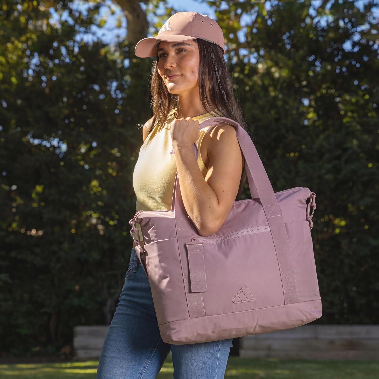 image:imageadidas All Me Tote Roomy Interior Wears Two Ways Rolls With Your Suitcase Holds Your Laptop Open Top Tote Everyday amp Court ReadyMagic Mauve Purple3