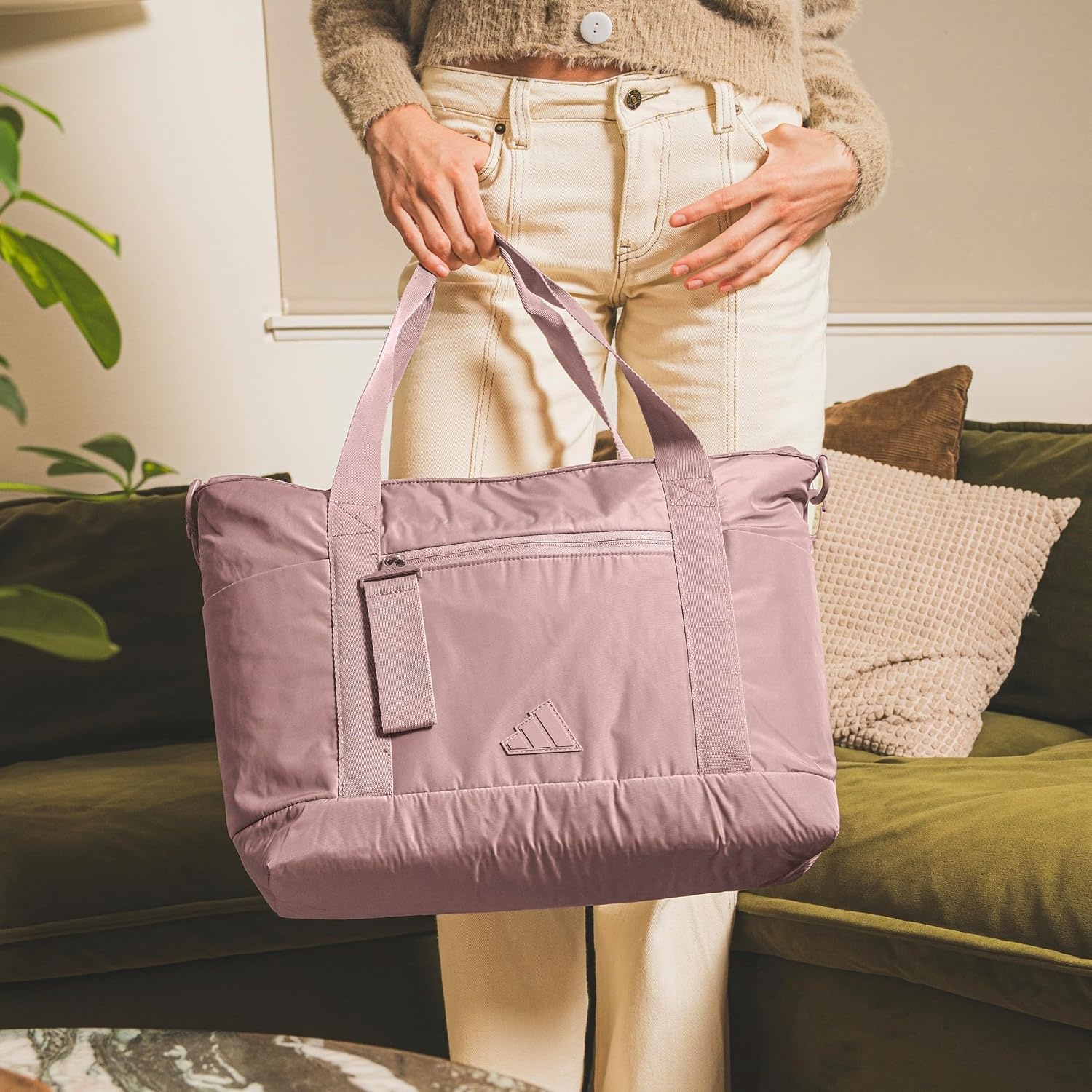 image:imageadidas All Me Tote Roomy Interior Wears Two Ways Rolls With Your Suitcase Holds Your Laptop Open Top Tote Everyday amp Court ReadyMagic Mauve Purple3