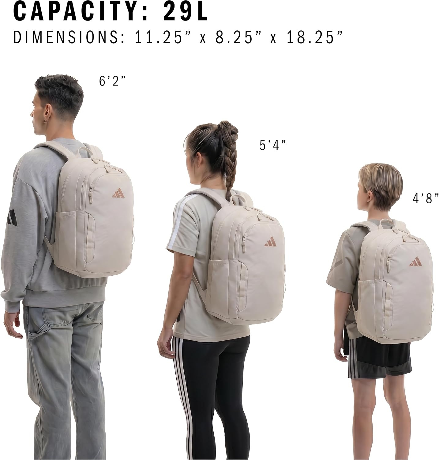 image:imageadidas Amplifier Backpack for Laptop School and Gym 28LAlumina BeigeRose GoldRegular