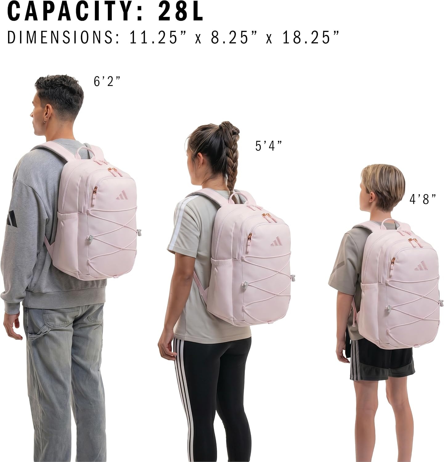 image:imageadidas Amplifier Backpack for Laptop School and Gym 28LDistilled PinkDual Lilac PurpleBungee
