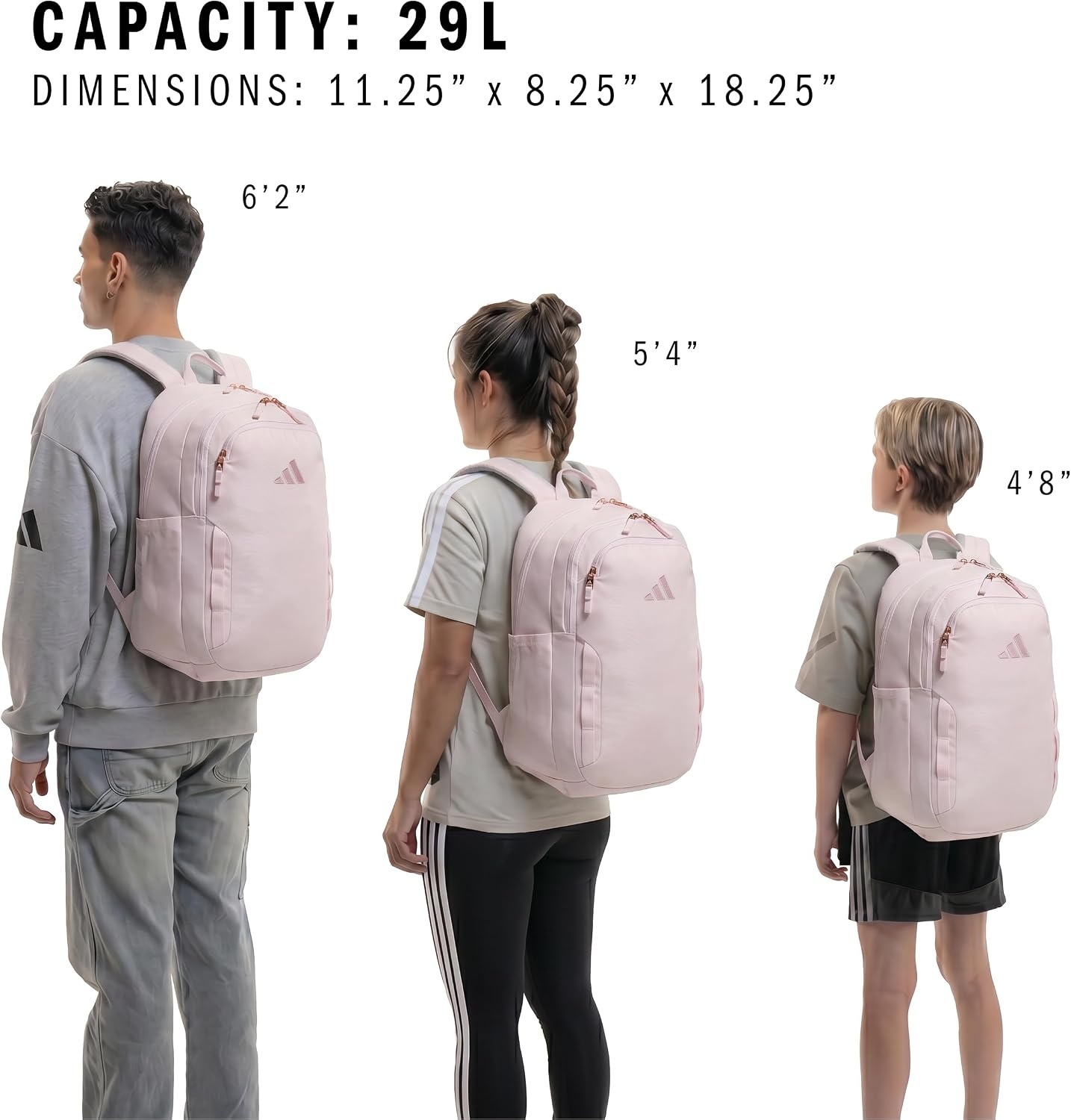 image:imageadidas Amplifier Backpack for Laptop School and Gym 28LDistilled PinkDual Lilac PurpleRegular