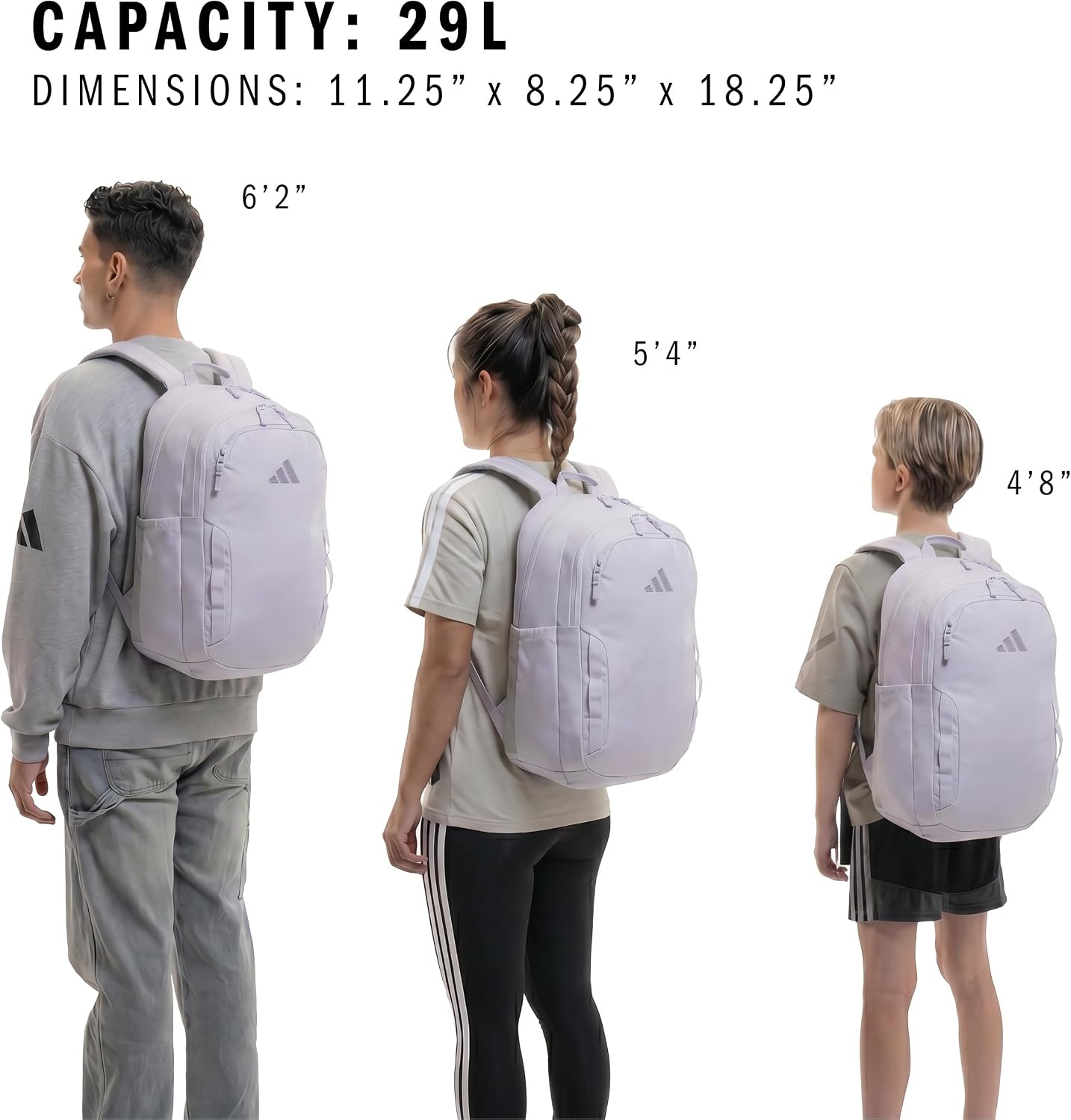 image:imageadidas Amplifier Backpack for Laptop School and Gym 28LFrozen PurpleSilver Violet PurpleRegular